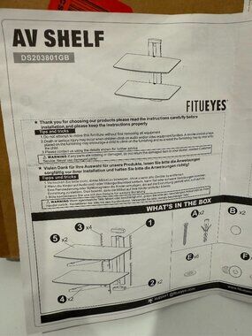 NEW FITUEYES DS203801GB Tempered  Glass Wall Mount Shelves
